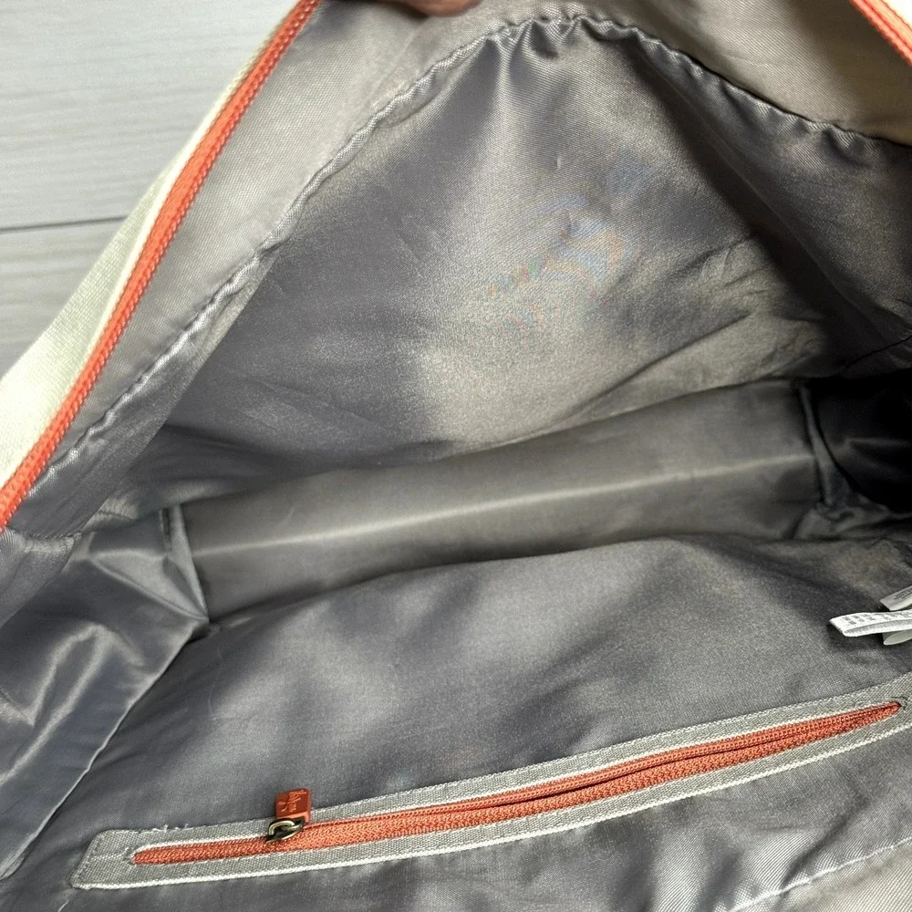 Convertible Backpack Tote Bag Cream Gray Orange‎ Accents Travel Casual
